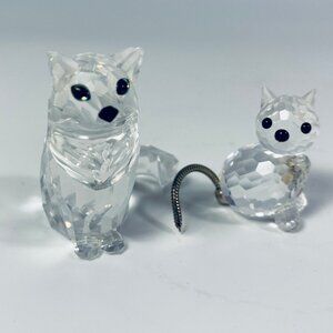 Set of 2 Swarovski sitting Cats figurines for your collection-No Box